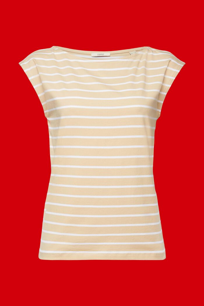 Camiseta a rayas de algodón, SAND, detail image number 6