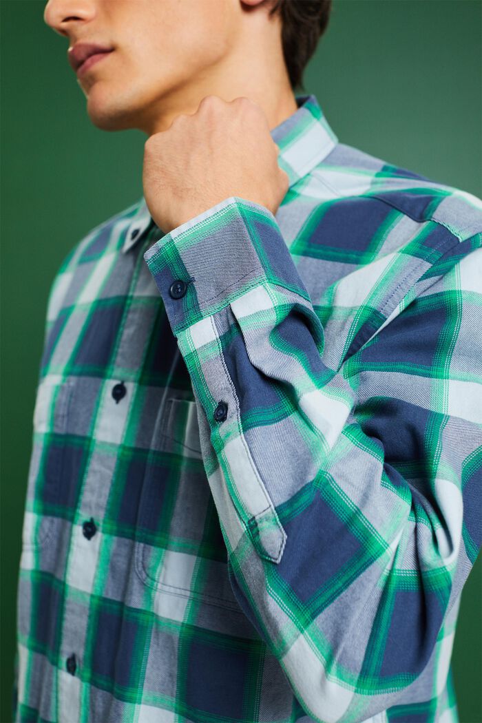 Camisa de franela de algodón con diseño a cuadros, GREY BLUE, detail image number 3
