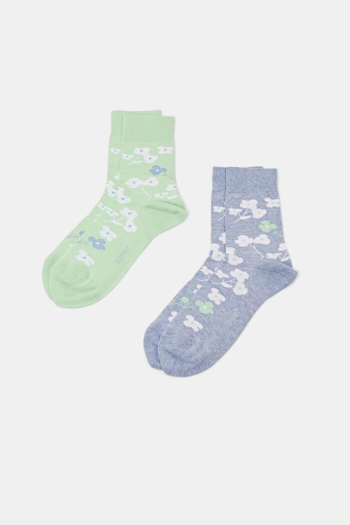Pack de 2 calcetines de punto grueso estampados, GREEN / BLUE, detail image number 0
