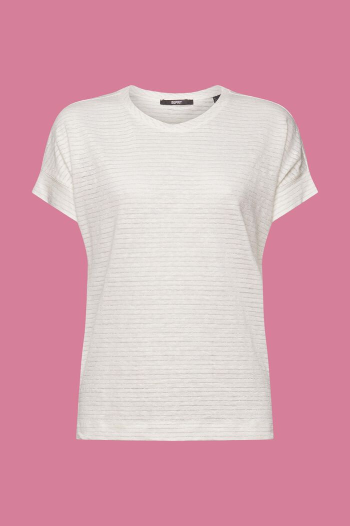 Camiseta de lino con diseño de rayas brillantes, OFF WHITE, detail image number 6