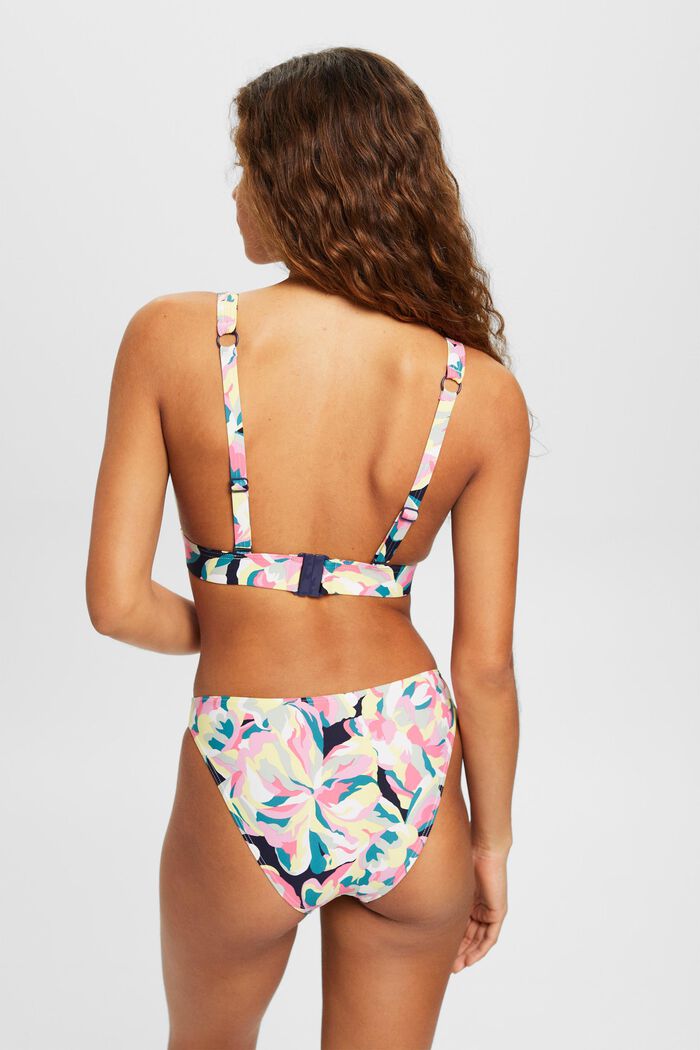 Top de bikini acolchado con estampado floral, NAVY, detail image number 3