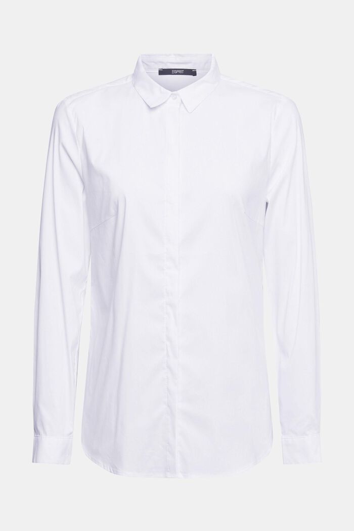 Blusa camisera en mezcla de algodón, WHITE, detail image number 6