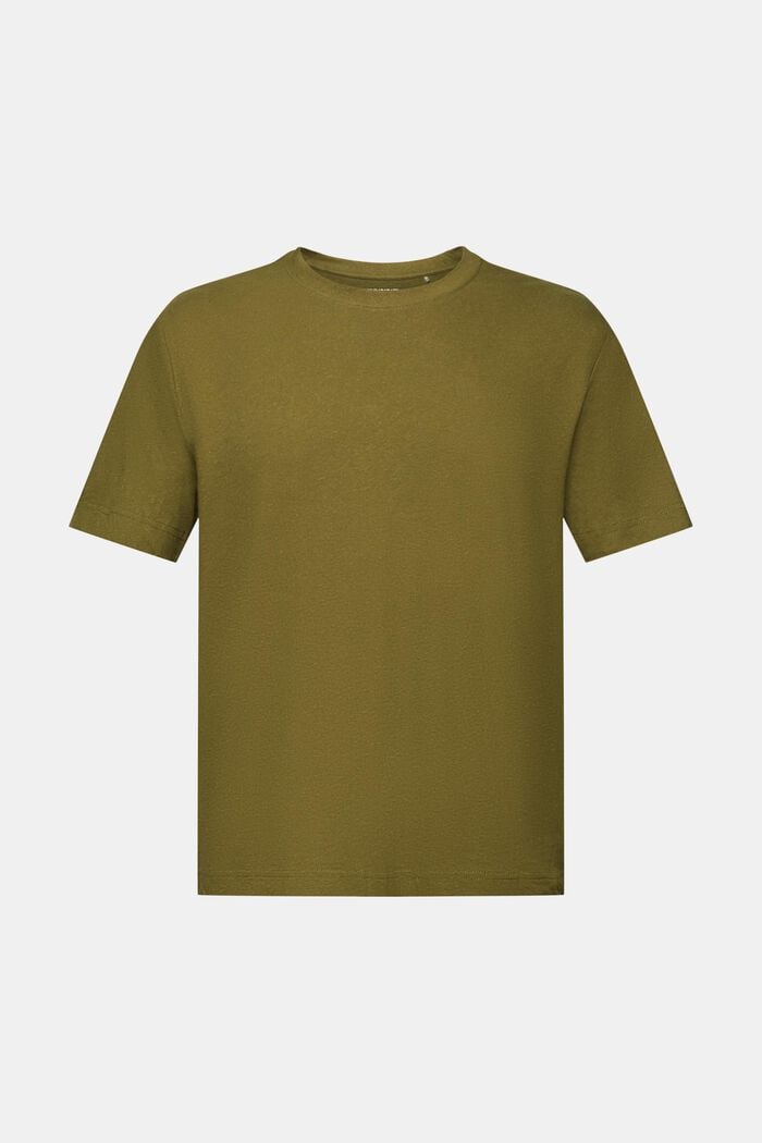 Camiseta de algodón y lino, OLIVE, detail image number 5