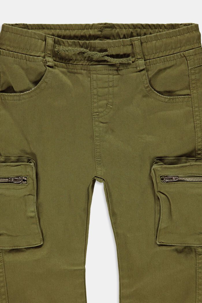 Pantalones cargo de algodón con bolsillo de cremallera, OLIVE, detail image number 1