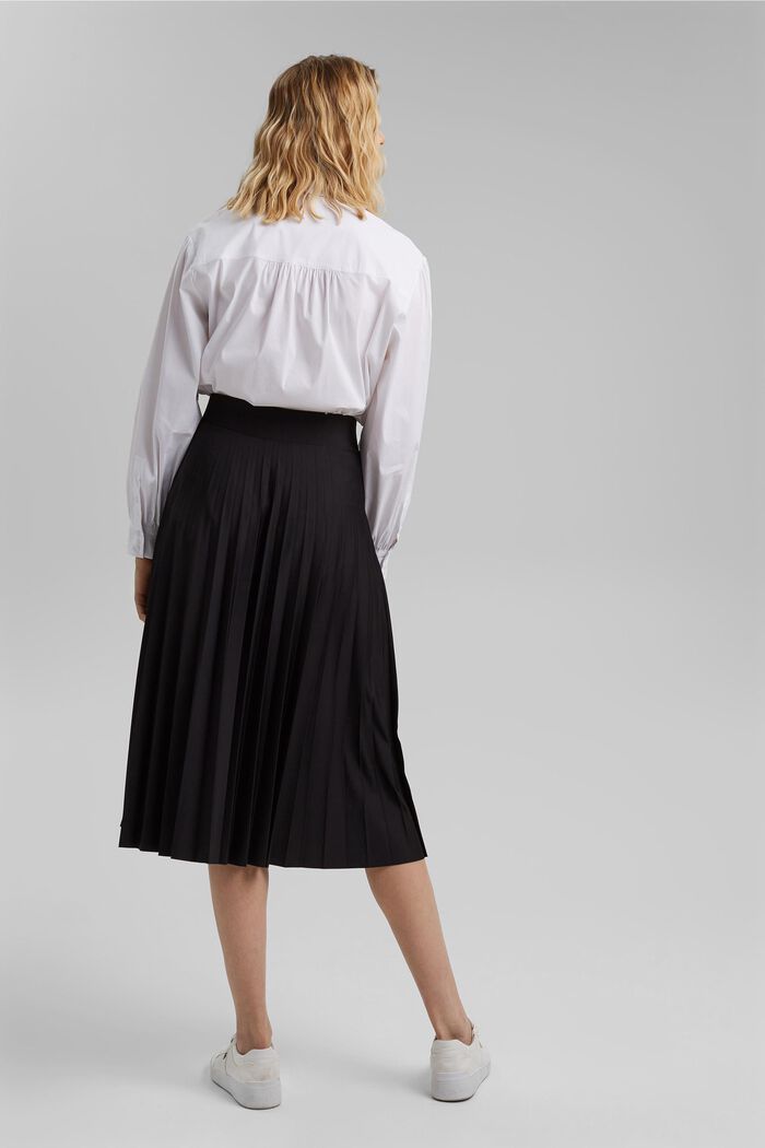 Reciclada: falda de pliegues con cintura elástica, BLACK, detail image number 3