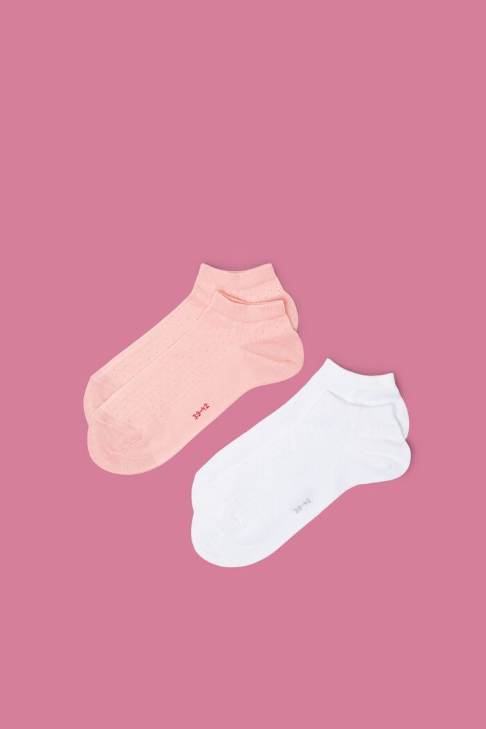 Pack de 2 pares de calcetines para deportivas con ojales bordados, PINK/WHITE, detail image number 0
