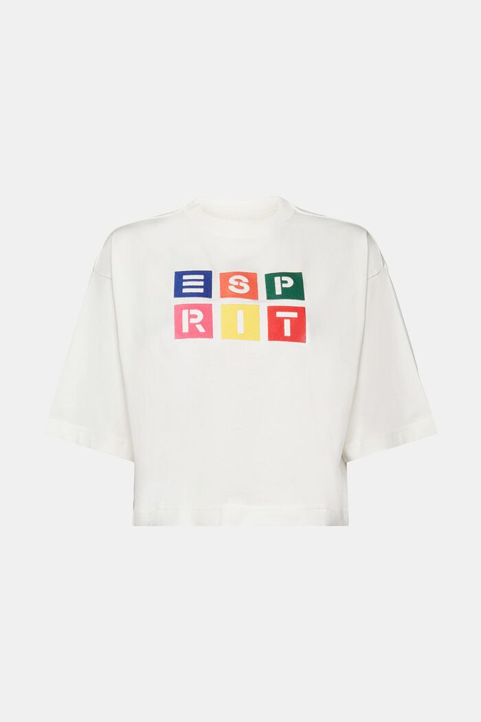 Camiseta de algodón con logotipo bordado, OFF WHITE, detail image number 6