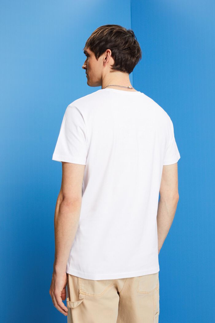 Camiseta de cuello redondo, 100% algodón, WHITE, detail image number 3