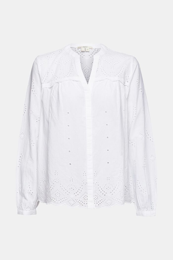 Blusa con encaje calado, WHITE, detail image number 6