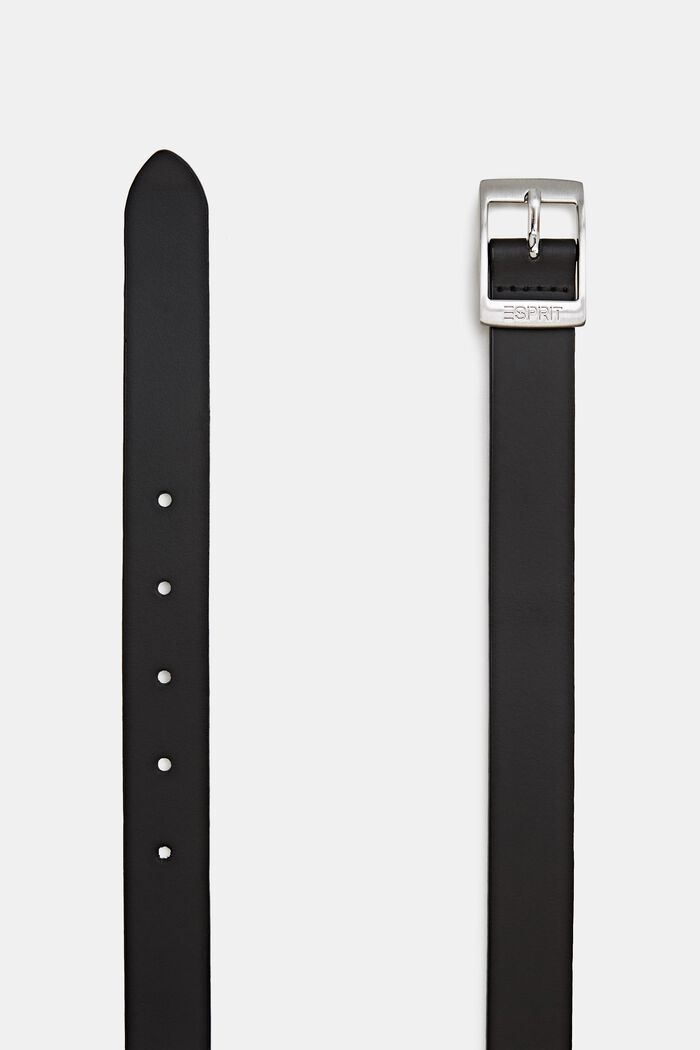 En piel: cinturón fino de estilo sencillo, BLACK, detail image number 1