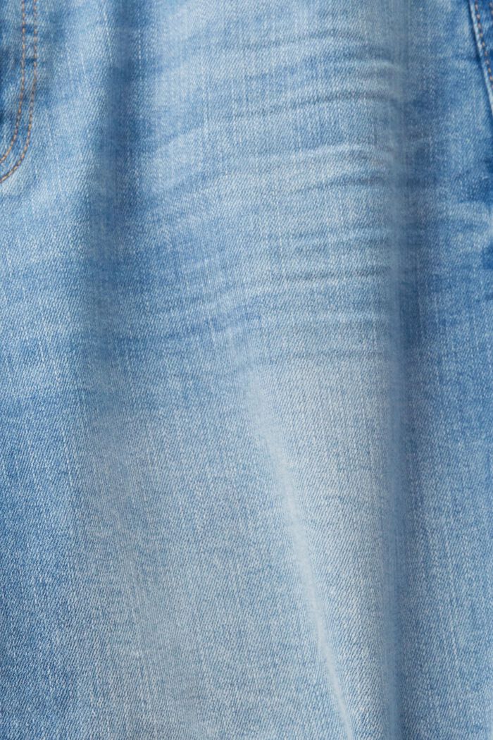 Shorts en tejido vaquero elástico, BLUE LIGHT WASHED, detail image number 6