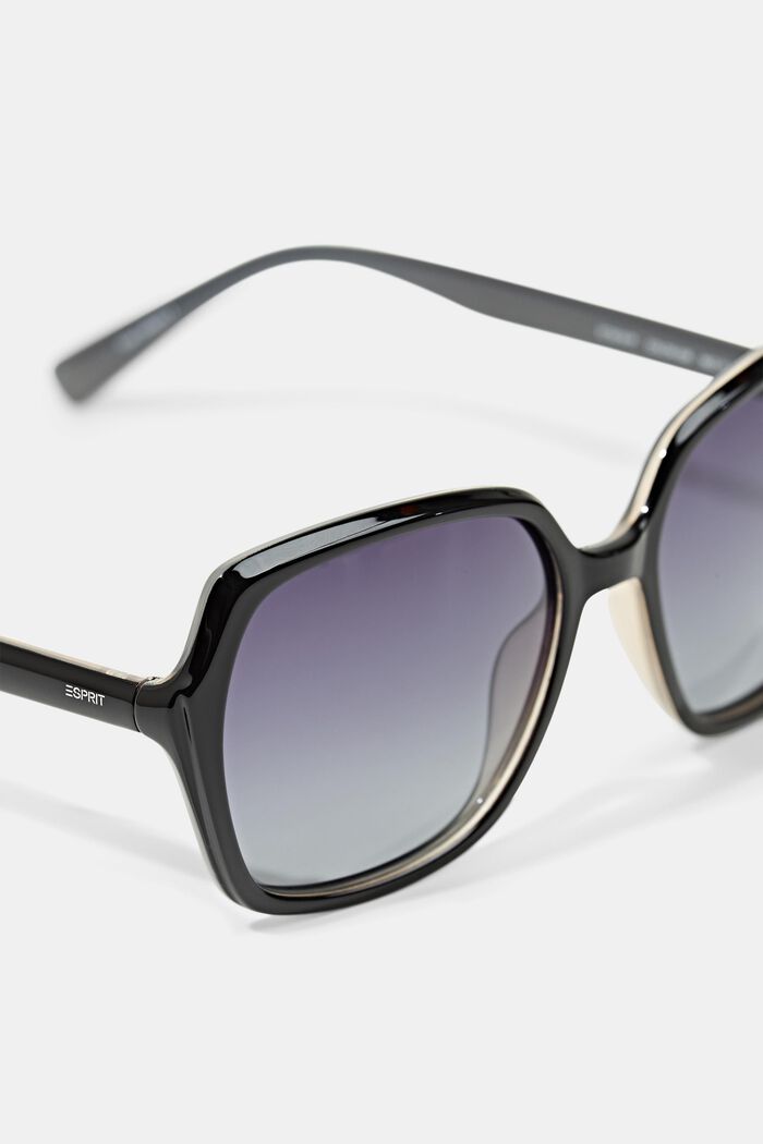Gafas de sol de tendencia con cristales grandes, BLACK, detail image number 1