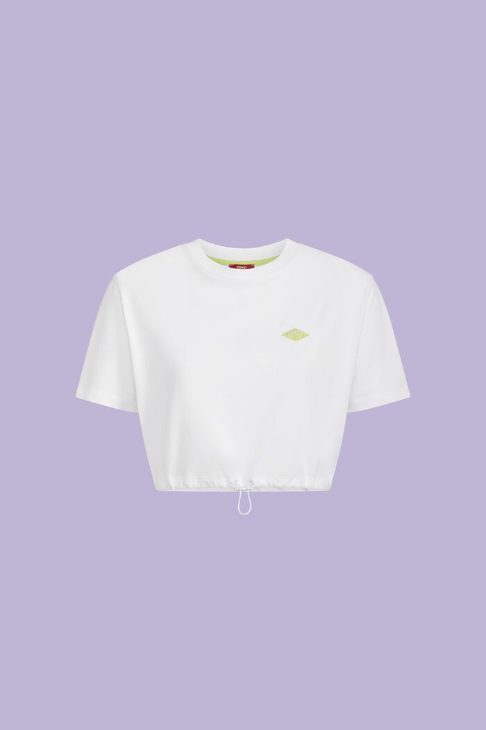 Camiseta corta de jersey de algodón con logotipo, WHITE, detail image number 5