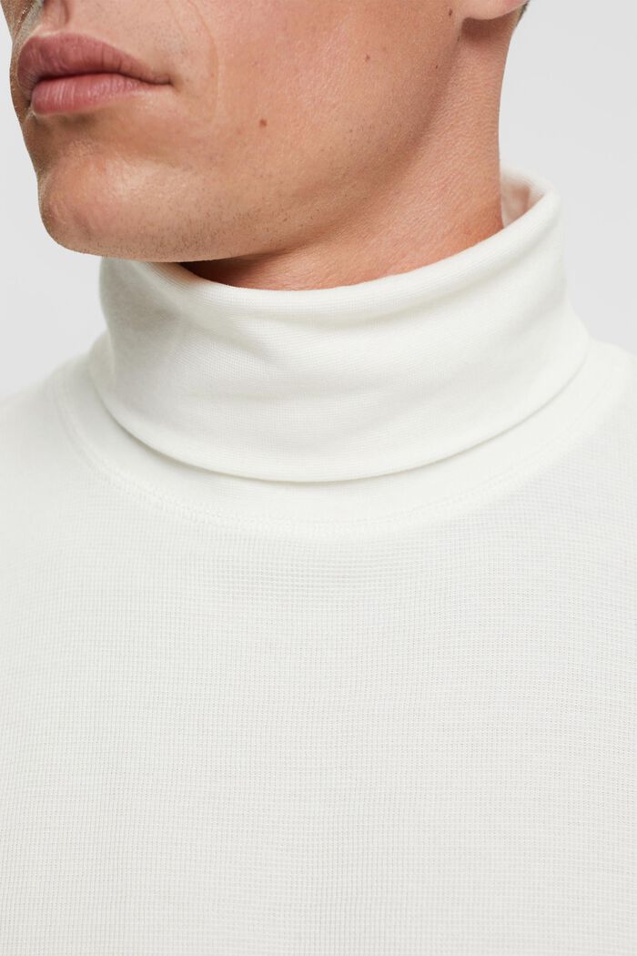 Camiseta de manga larga en piqué apanalado, 100% algodón, OFF WHITE, detail image number 2