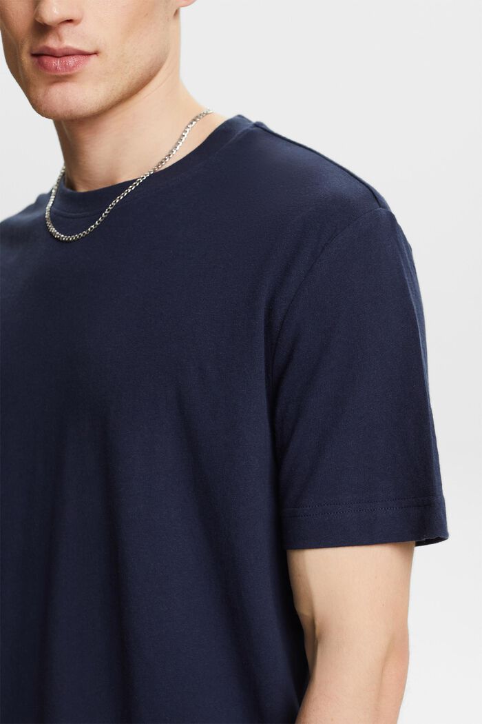 Camiseta de algodón y lino, NAVY, detail image number 3