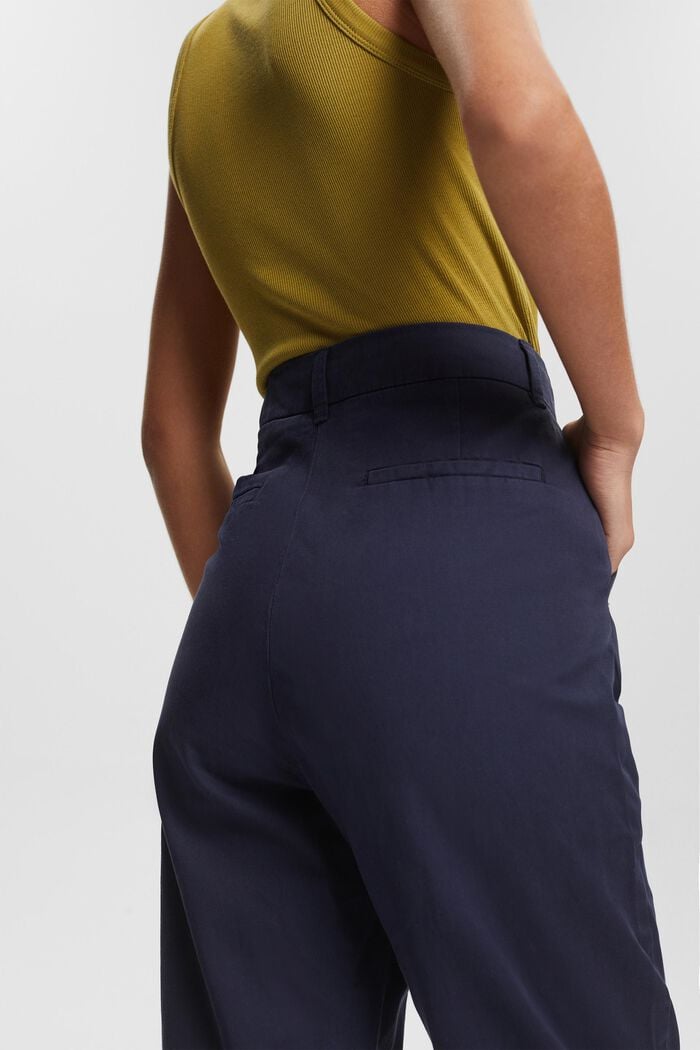 Pantalón chino con cintura alta, 100 % algodón Pima, NAVY, detail image number 4