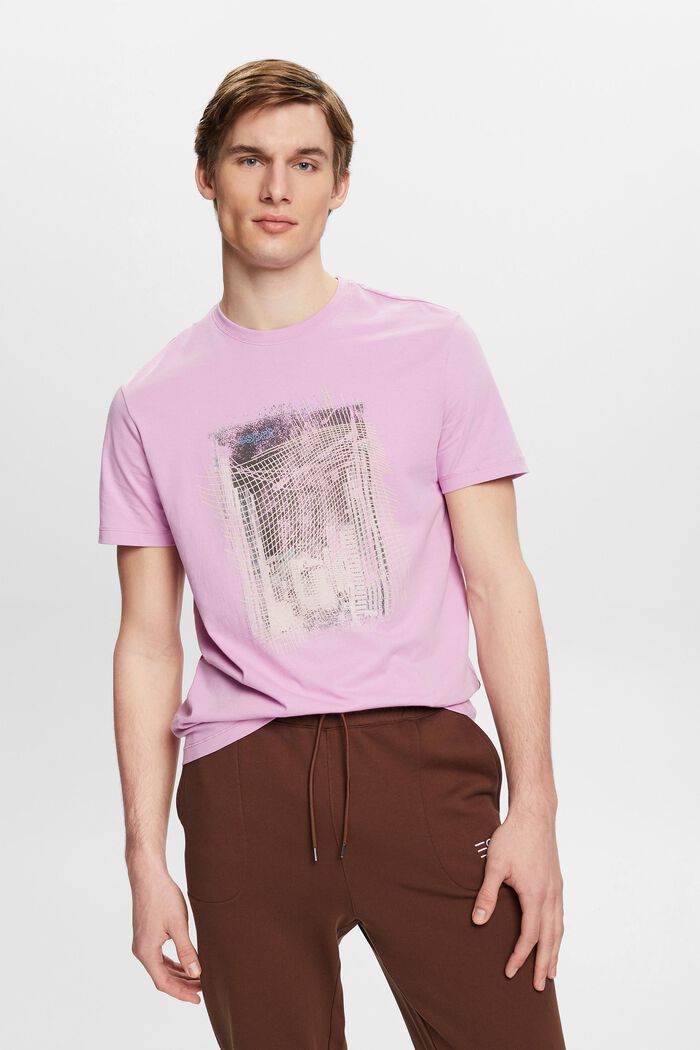 Camiseta de algodón sostenible con estampado, LILAC, detail image number 0