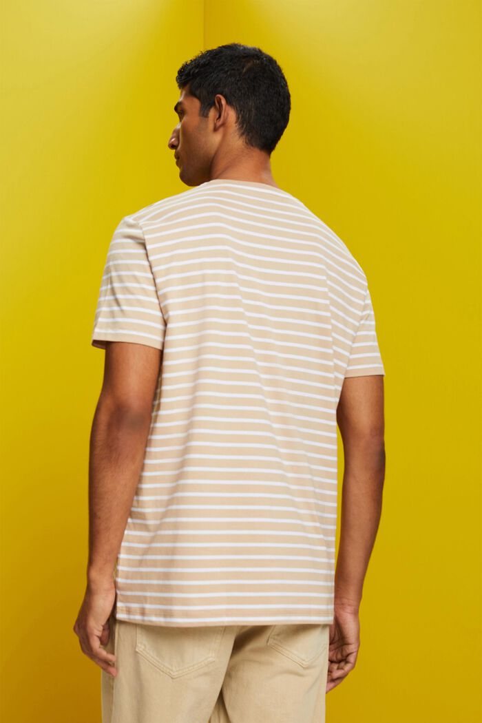 Camiseta de punto a rayas, 100% algodón, SAND, detail image number 3