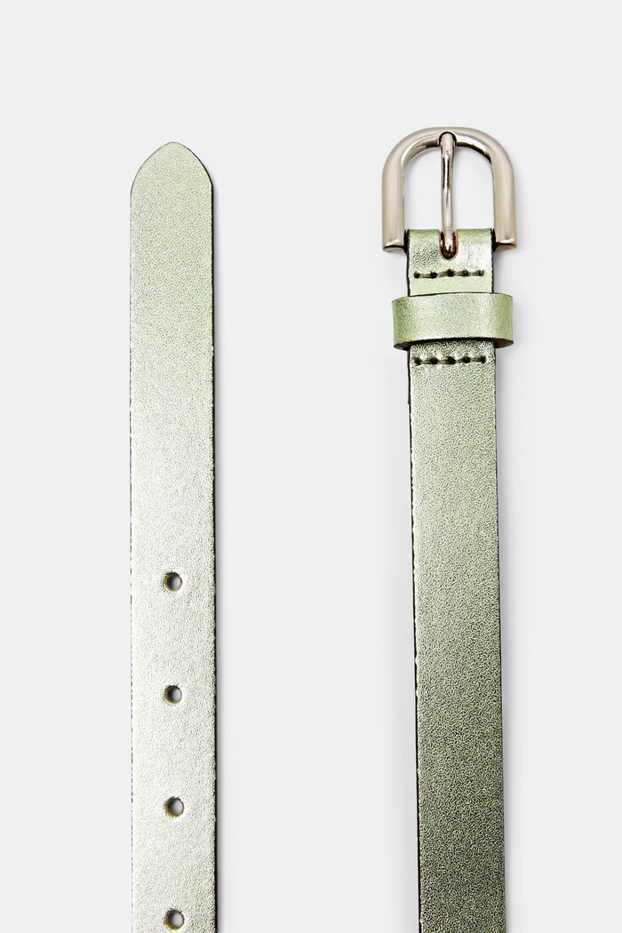 Cinturón de cuero metalizado, LIGHT AQUA GREEN, detail image number 1
