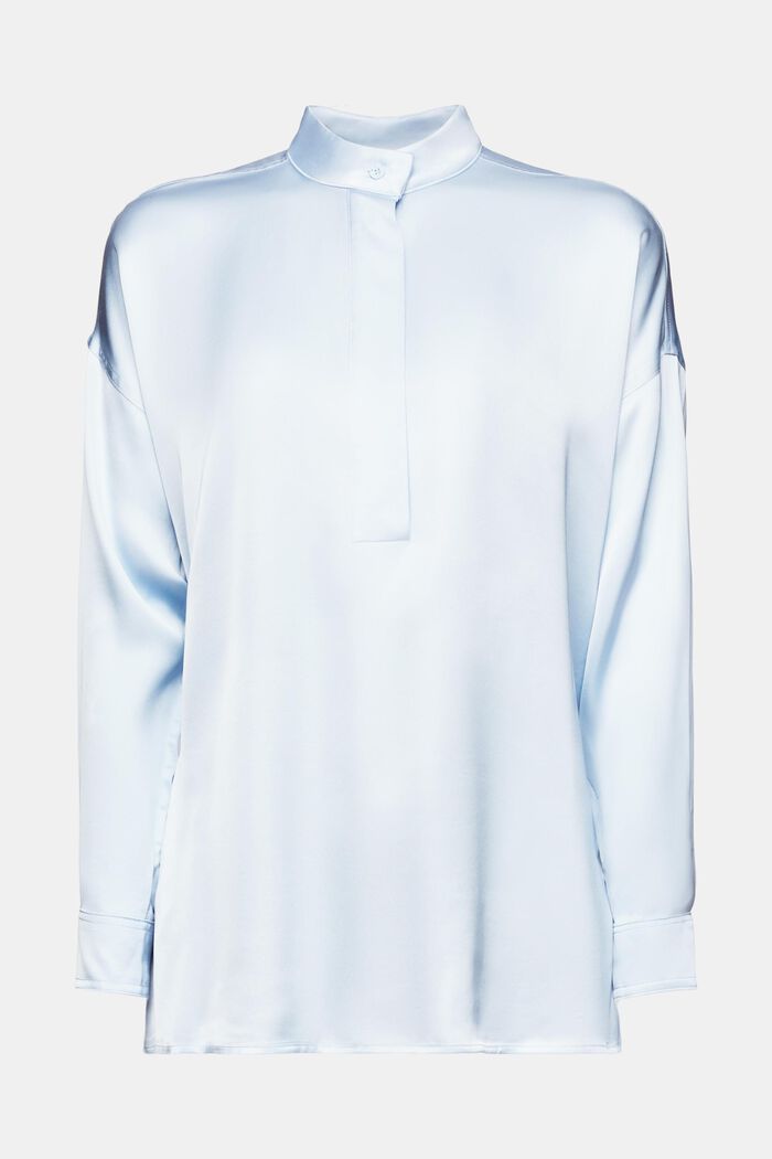 Blusa de satén con cuello alto, LIGHT BLUE, detail image number 6
