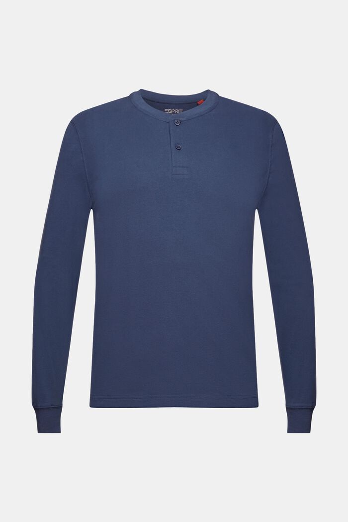 Top de cuello tunecino en tejido jersey de algodón lavado, GREY BLUE, detail image number 6