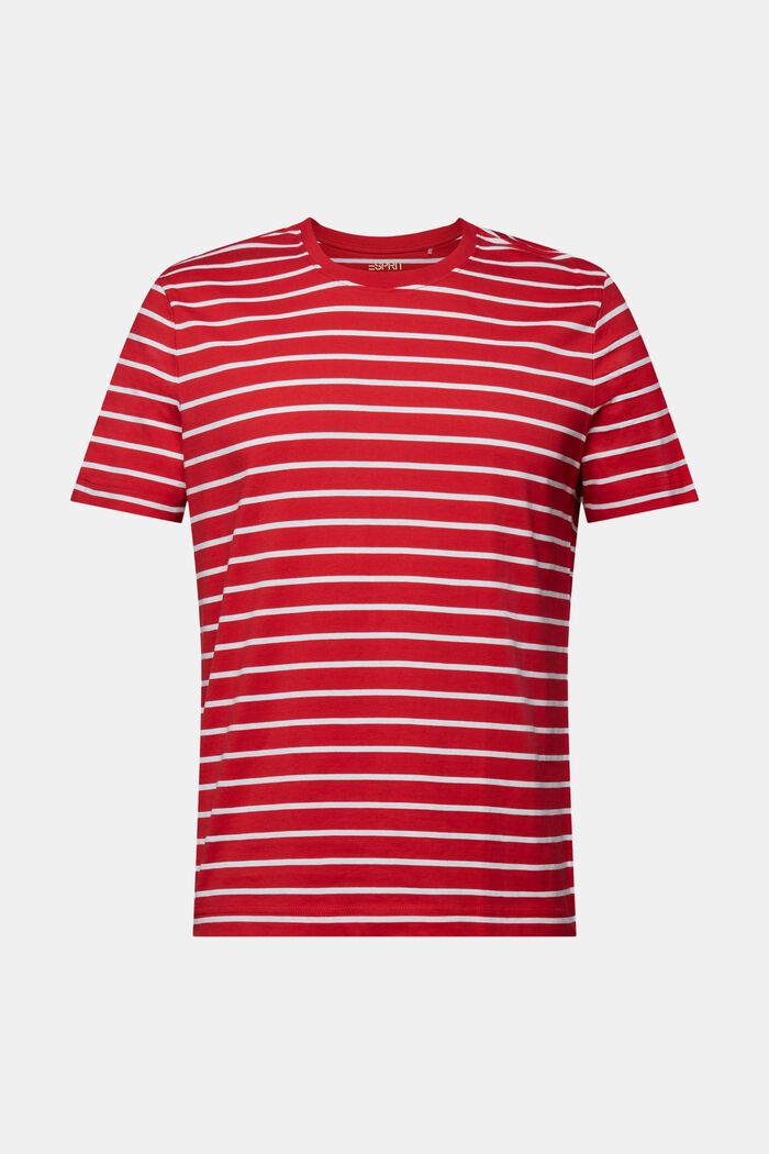 Camiseta a rayas en tejido jersey de algodón, DARK RED, detail image number 7