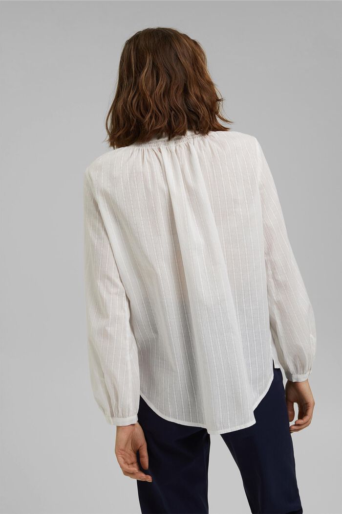 Blusa en 100 % algodón con textura, OFF WHITE, detail image number 3