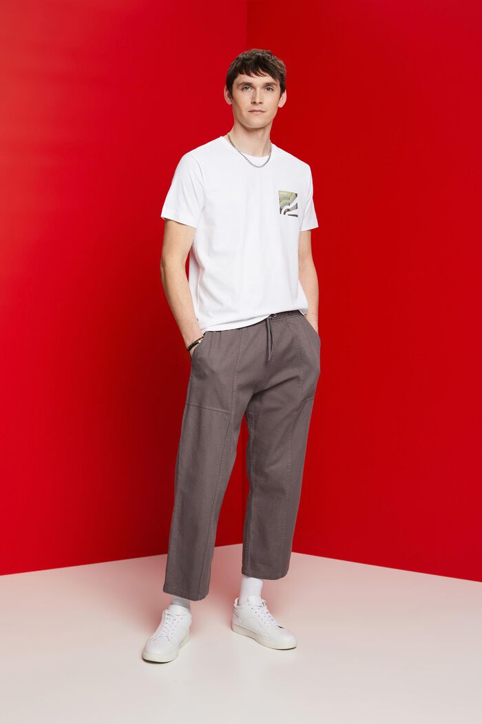 Camiseta de cuello redondo, 100% algodón, WHITE, detail image number 4
