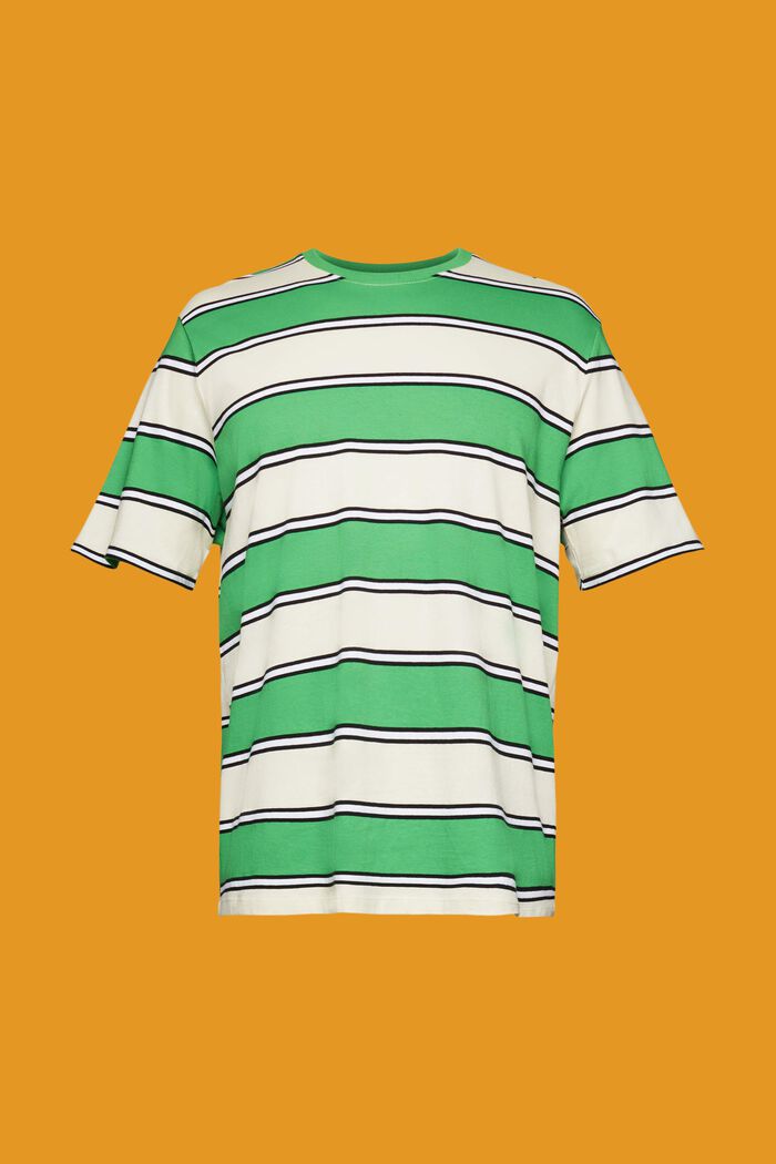 Camiseta con diseño a rayas de algodón sostenible, GREEN, detail image number 6