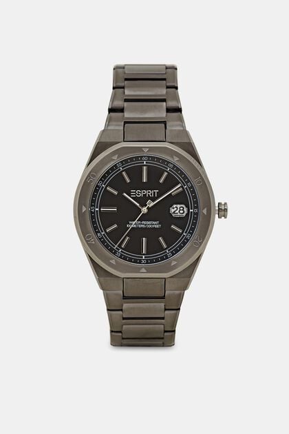 Reloj de acero inoxidable con pulsera de eslabones, GUNMETAL, overview