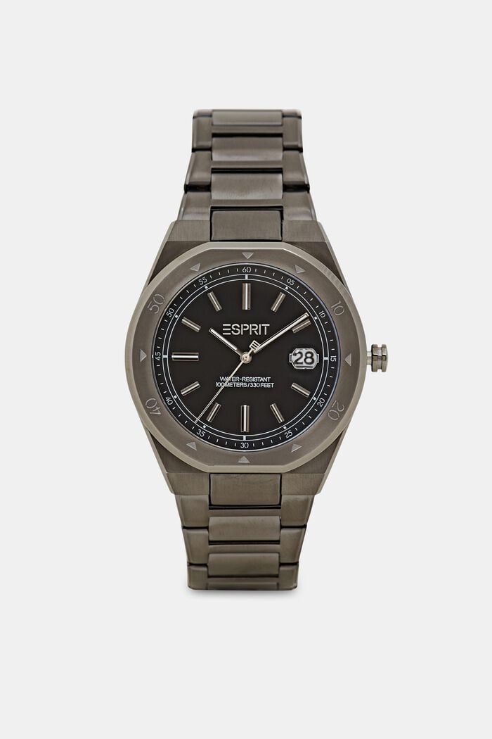 Reloj de acero inoxidable con pulsera de eslabones, GUNMETAL, detail image number 0
