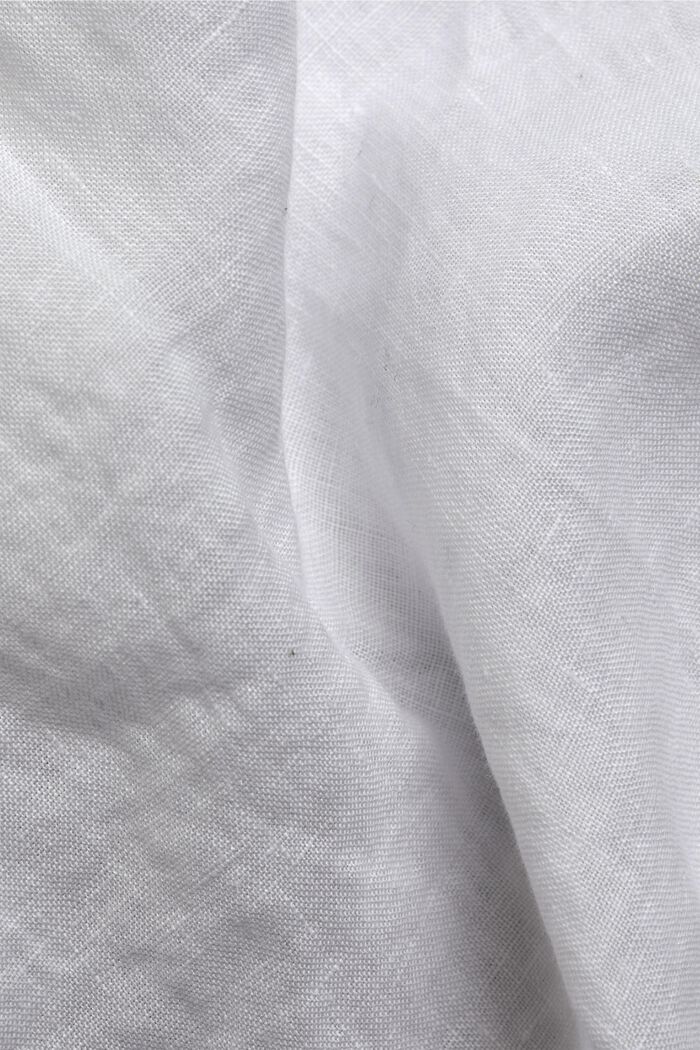Camisa de cuello abotonado en 100% lino, WHITE, detail image number 4