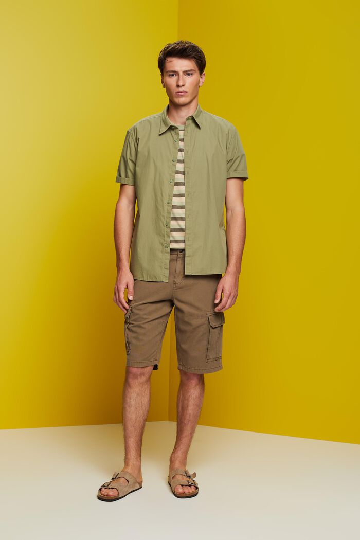 Pantalones cargo cortos, 100 % algodón, KHAKI GREEN, detail image number 1