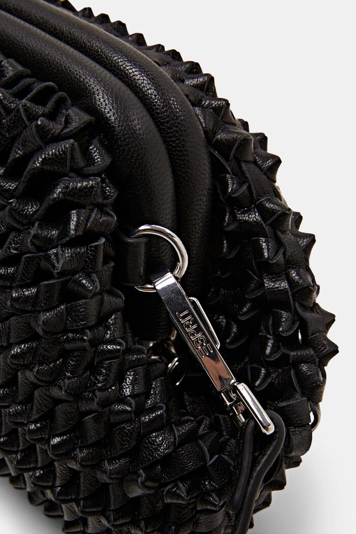 Bolso bandolera de piel con diseño anudado, BLACK, detail image number 1