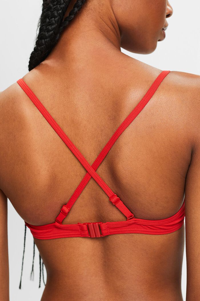 Top de bikini estampado con relleno y sin aros, DARK RED, detail image number 1