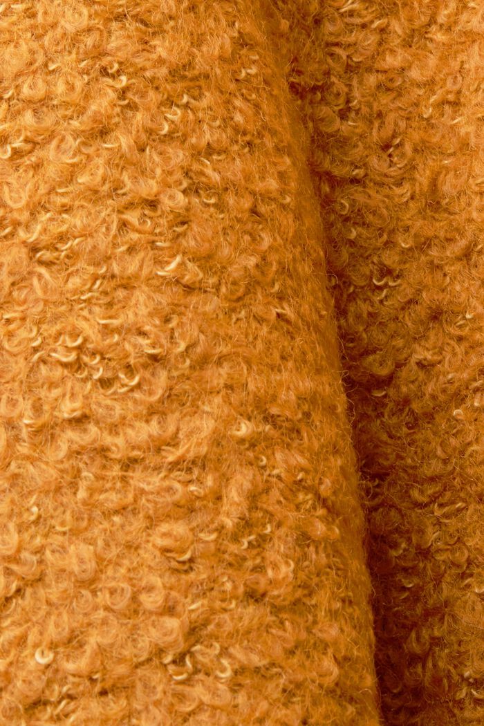 Abrigo de rizo con capucha en mezcla de lana, CARAMEL, detail image number 6