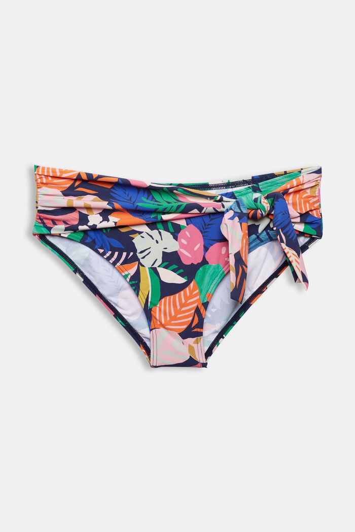 Braguita de bikini con estampado colorido con detalle de nudo, NAVY, detail image number 4