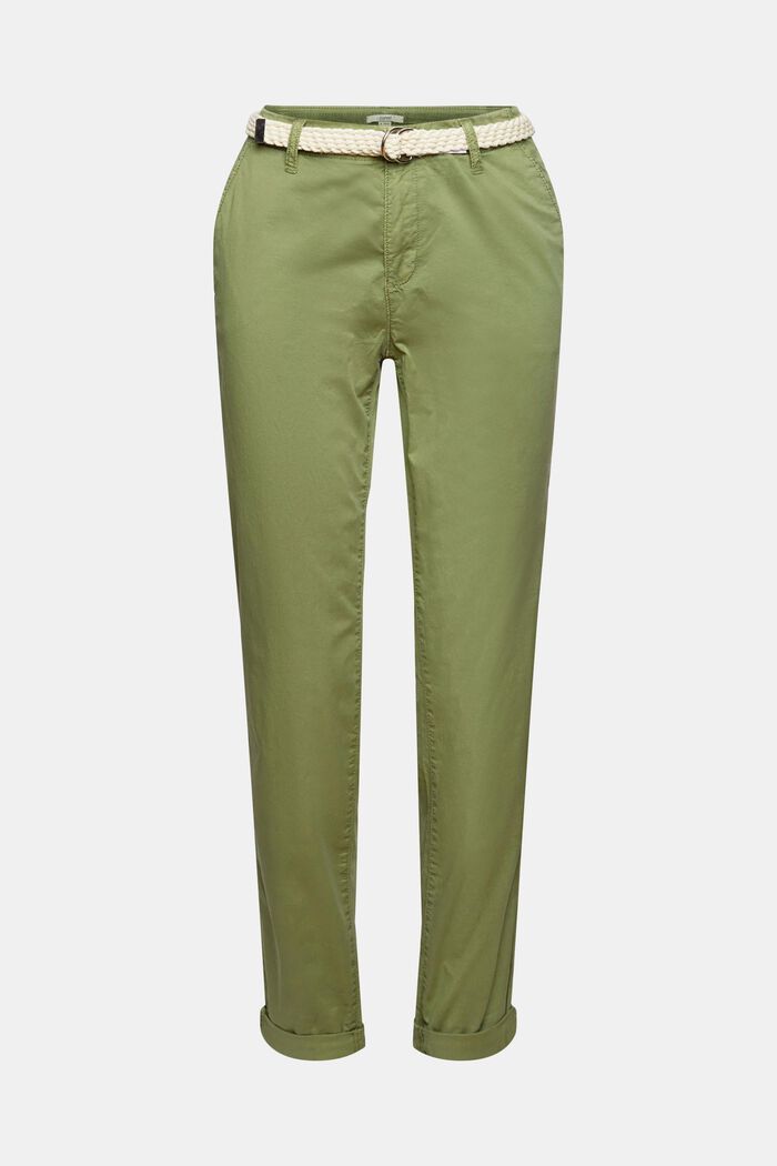 Pantalones chinos con cinturón trenzado, LIGHT KHAKI, detail image number 2