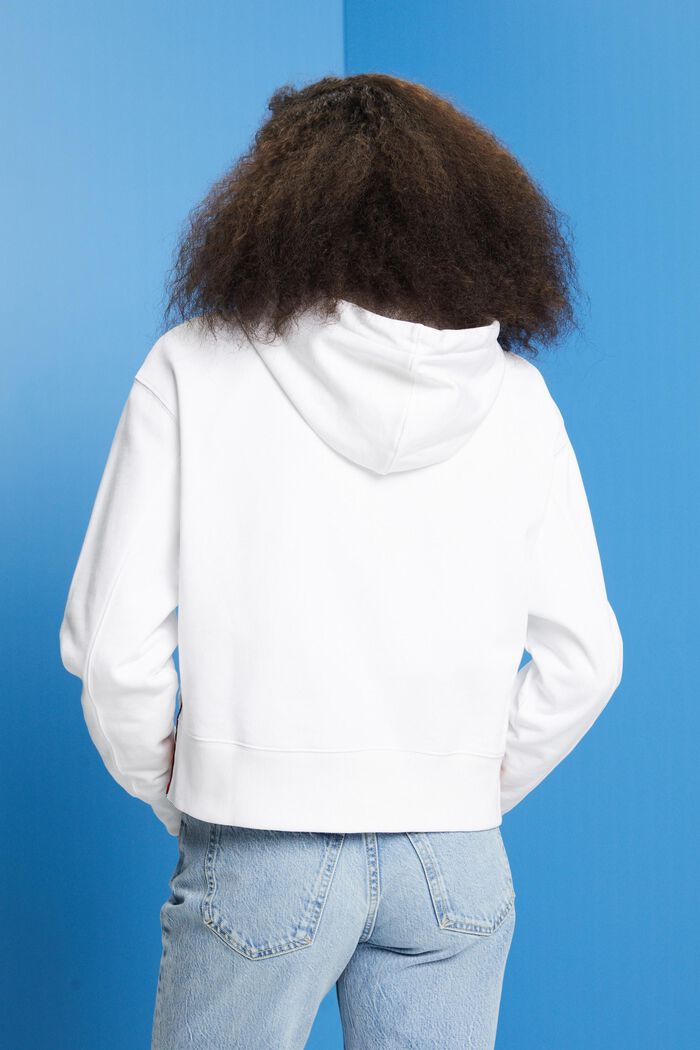 Sudadera con capucha corta, 100% algodón, WHITE, detail image number 3