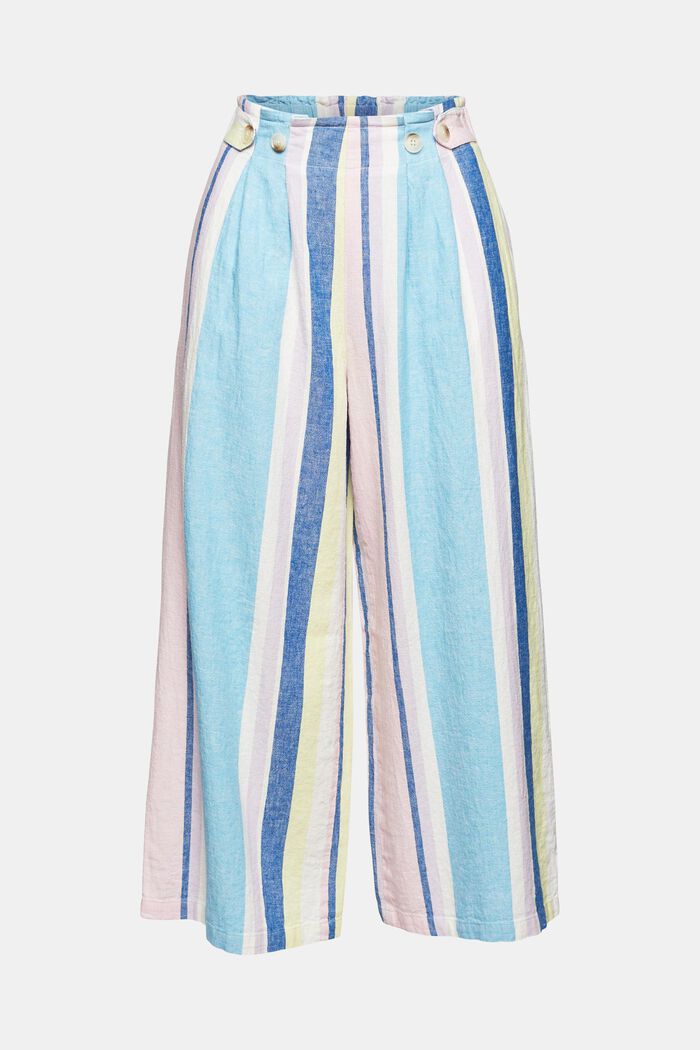 En mezcla de lino: pantalón culotte con diseño a rayas, LIGHT PINK, detail image number 6