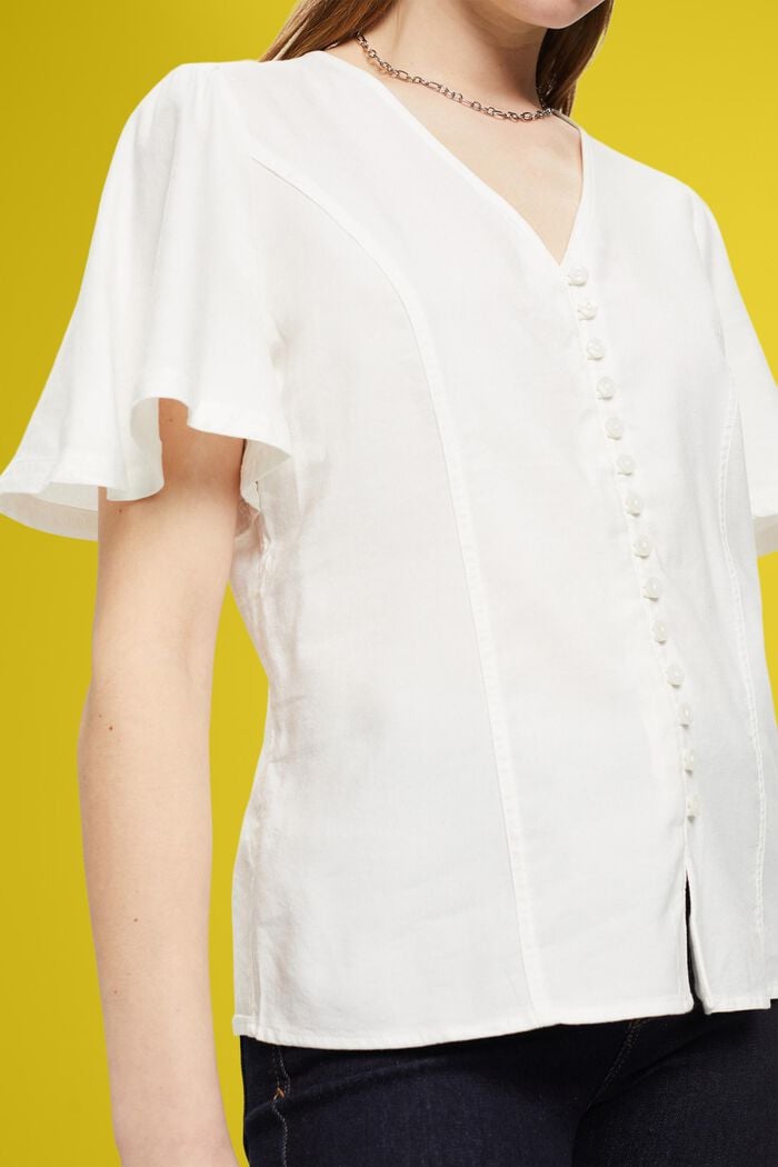 Blusa ajustada a la cintura con botones, OFF WHITE, detail image number 2