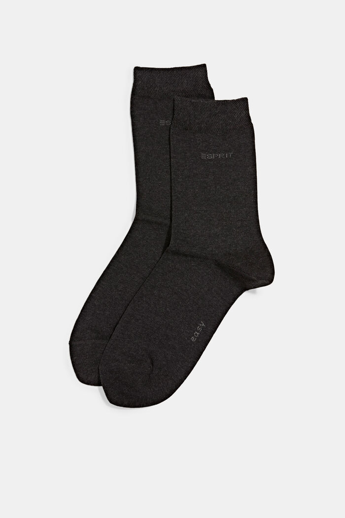 Pack de dos pares de calcetines realizados en mezcla de algodón ecológico, ANTHRACITE MELANGE, detail image number 0