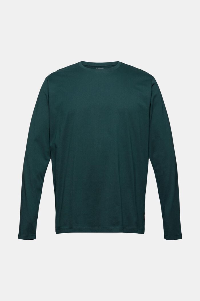 Camiseta de manga larga en 100 % jersey de algodón ecológico, TEAL BLUE, detail image number 0