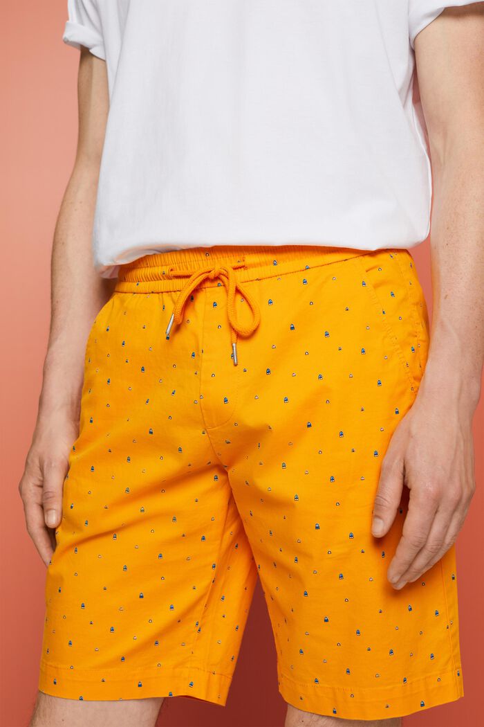 Pantalones cortos estampados sin cierre, algodón elástico, BRIGHT ORANGE, detail image number 2