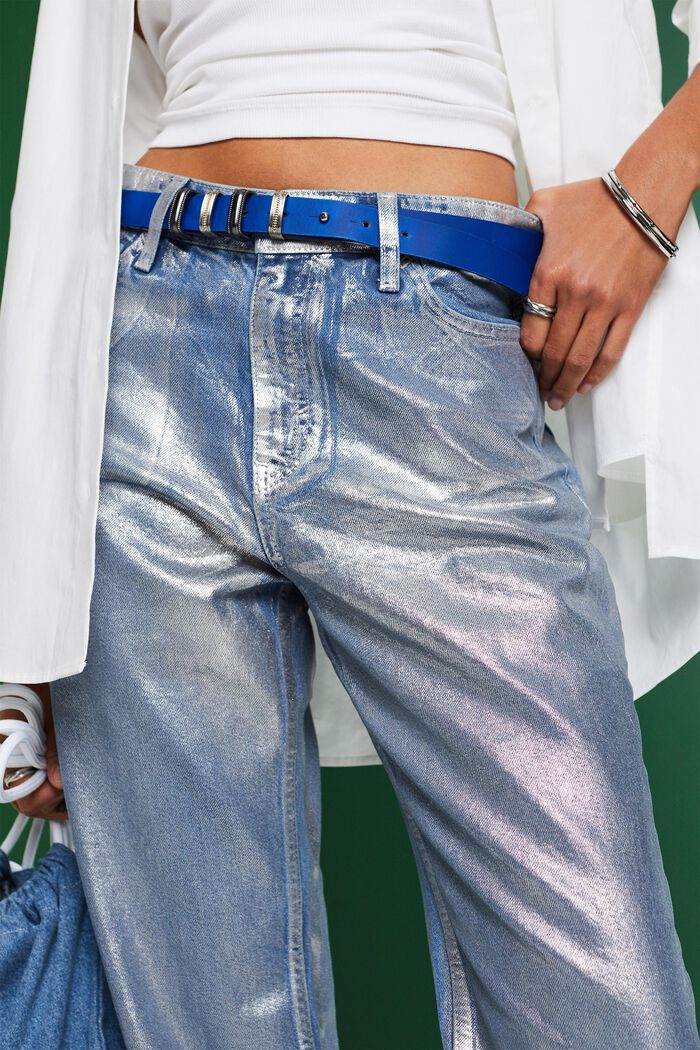 Jeans retro skinny metalizados de tiro alto, GREY RINSE, detail image number 3