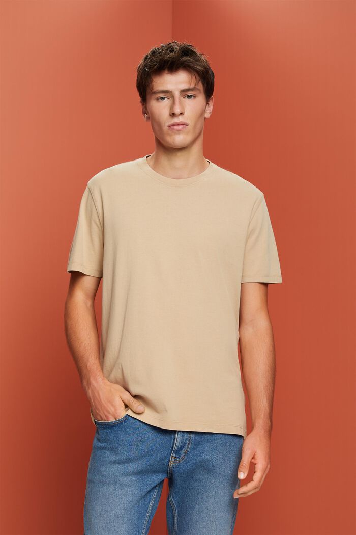 Camiseta de tejido jersey teñido, 100 % algodón, SAND, detail image number 0