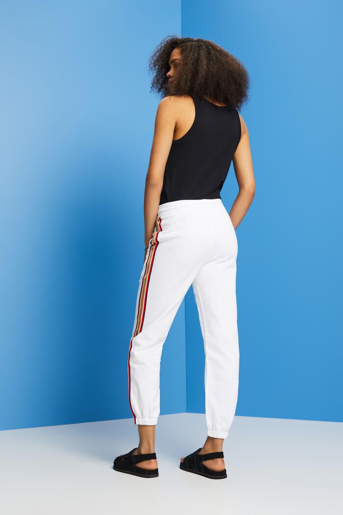 Pantalón deportivo de algodón a rayas, WHITE, detail image number 3