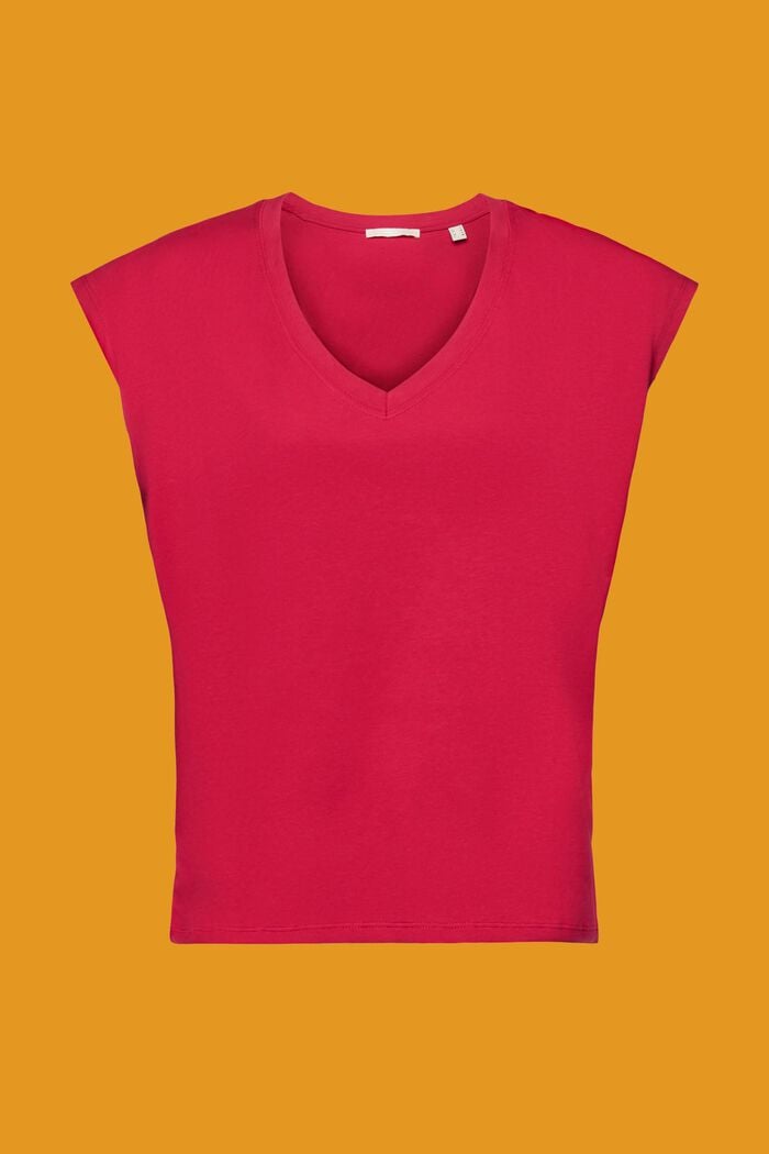 Camiseta de algodón sin mangas y con cuello en pico, DARK PINK, detail image number 6