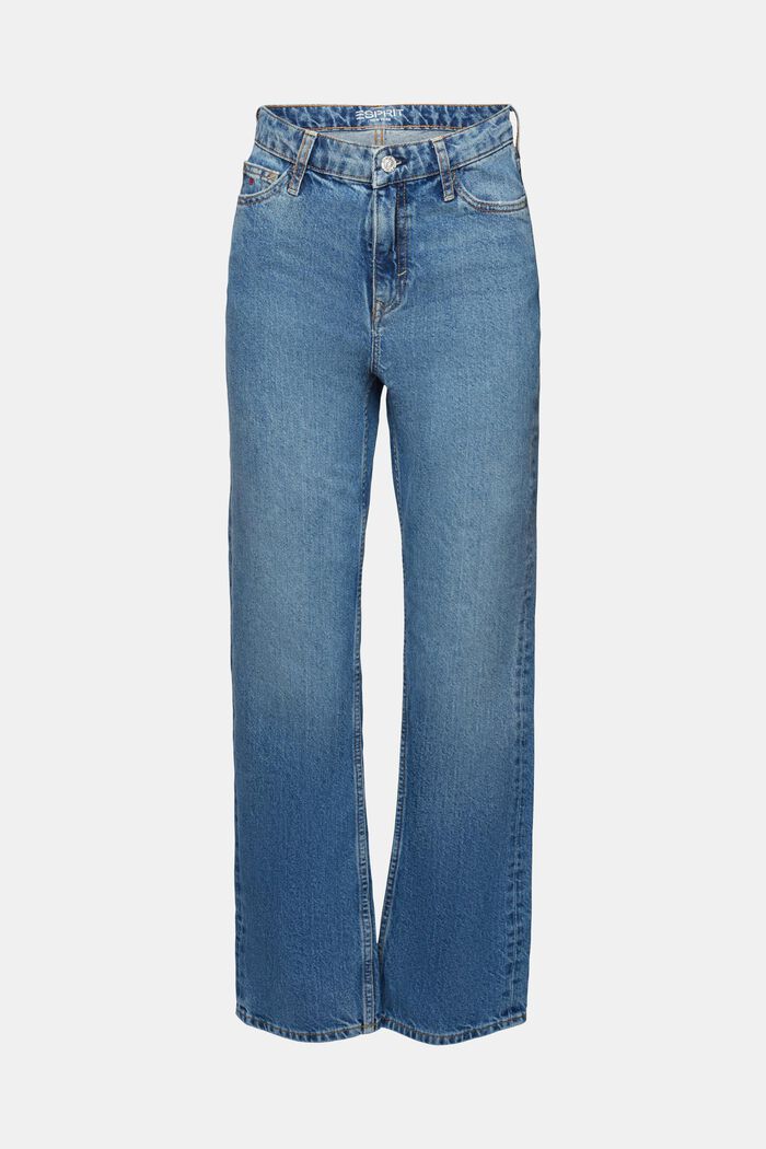 Jeans high-rise straight fit de estilo retro, BLUE MEDIUM WASHED, detail image number 7