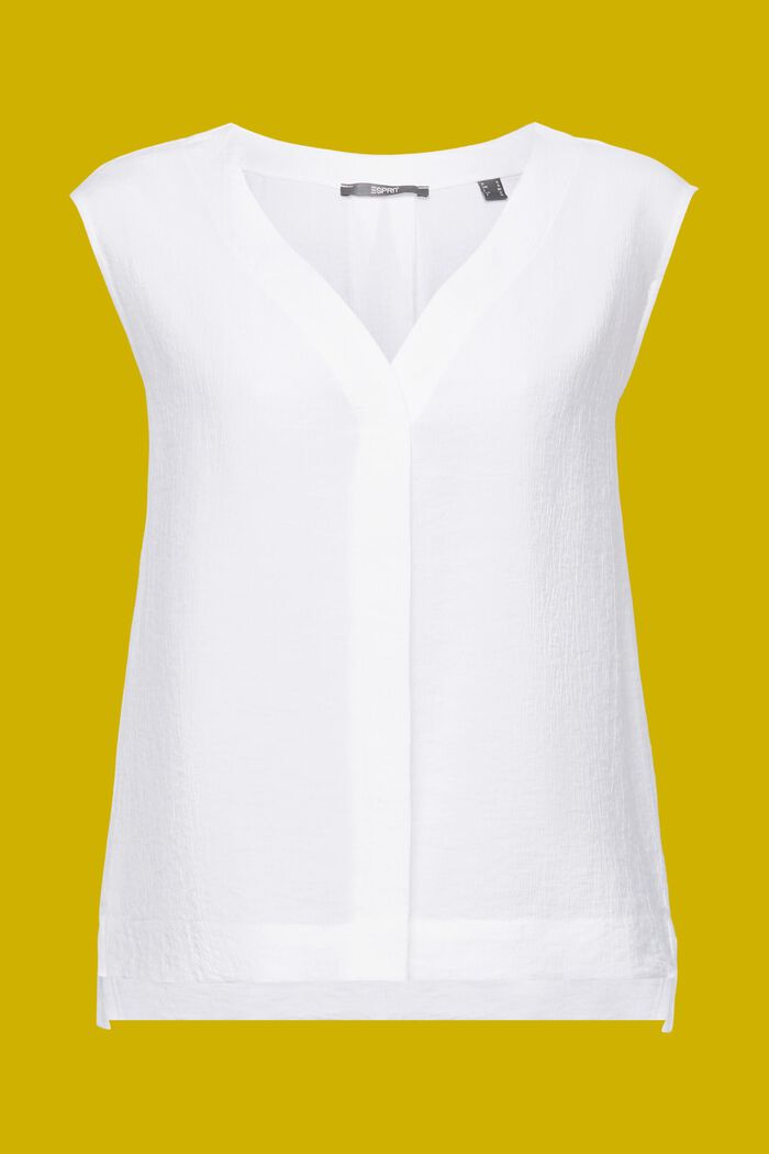 Blusa sin mangas con diseño arrugado, WHITE, detail image number 5